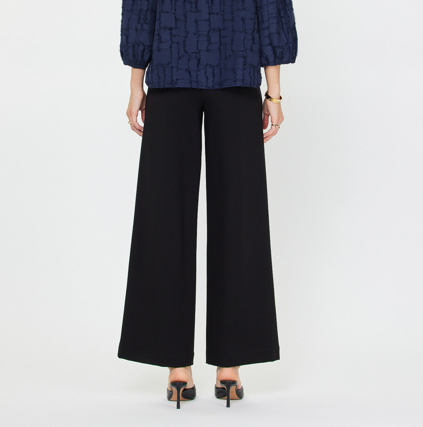 High Rise Flare Leg Ponte Pant - Black, Women's Pants Collection