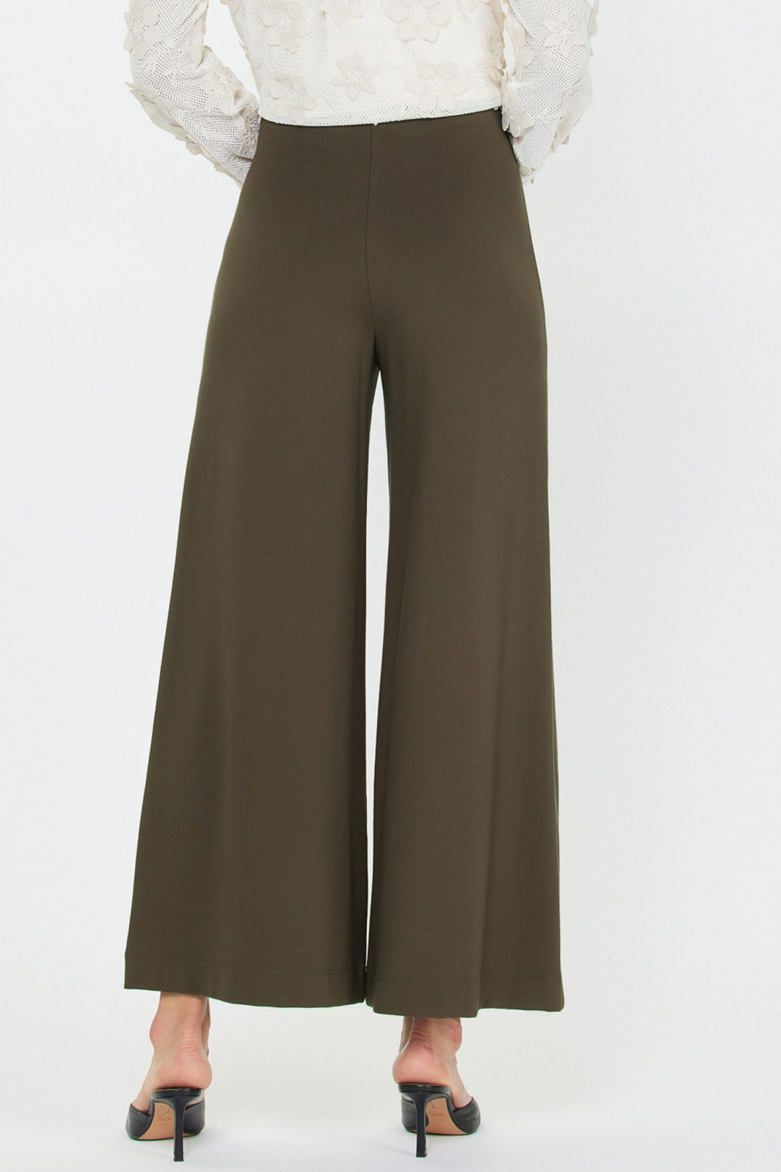 High Rise Flare Leg Ponte Pant - Olive, Women's Pants Collection