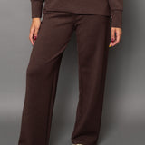 Soft Knit Pull On Straight Pant - brown, womens pants/matching set collection