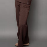 Soft Knit Pull On Straight Pant - brown, womens pants/matching set collection