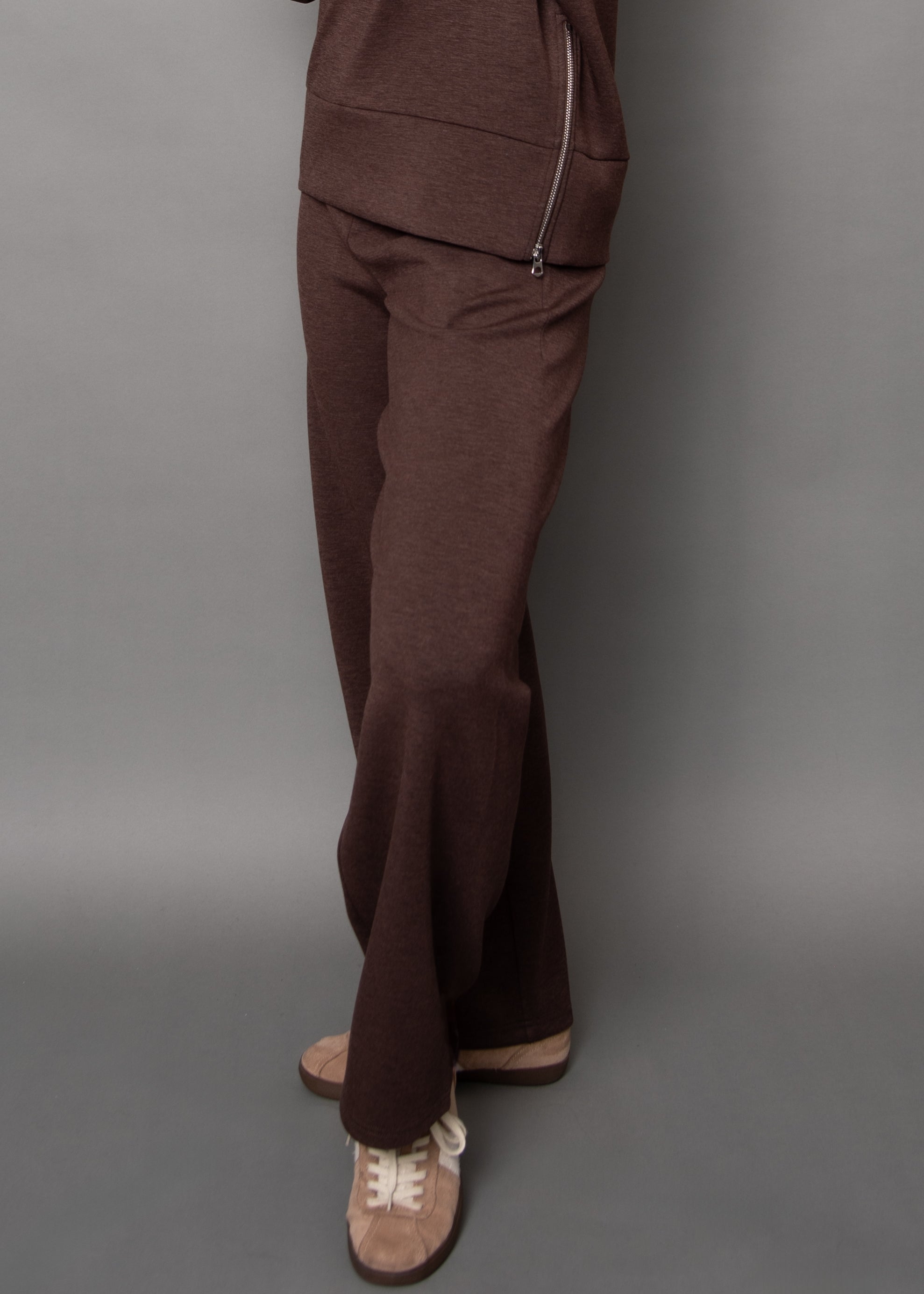 Soft Knit Pull On Straight Pant - brown, womens pants/matching set collection