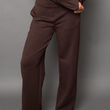 Soft Knit Pull On Straight Pant - brown, womens pants/matching set collection