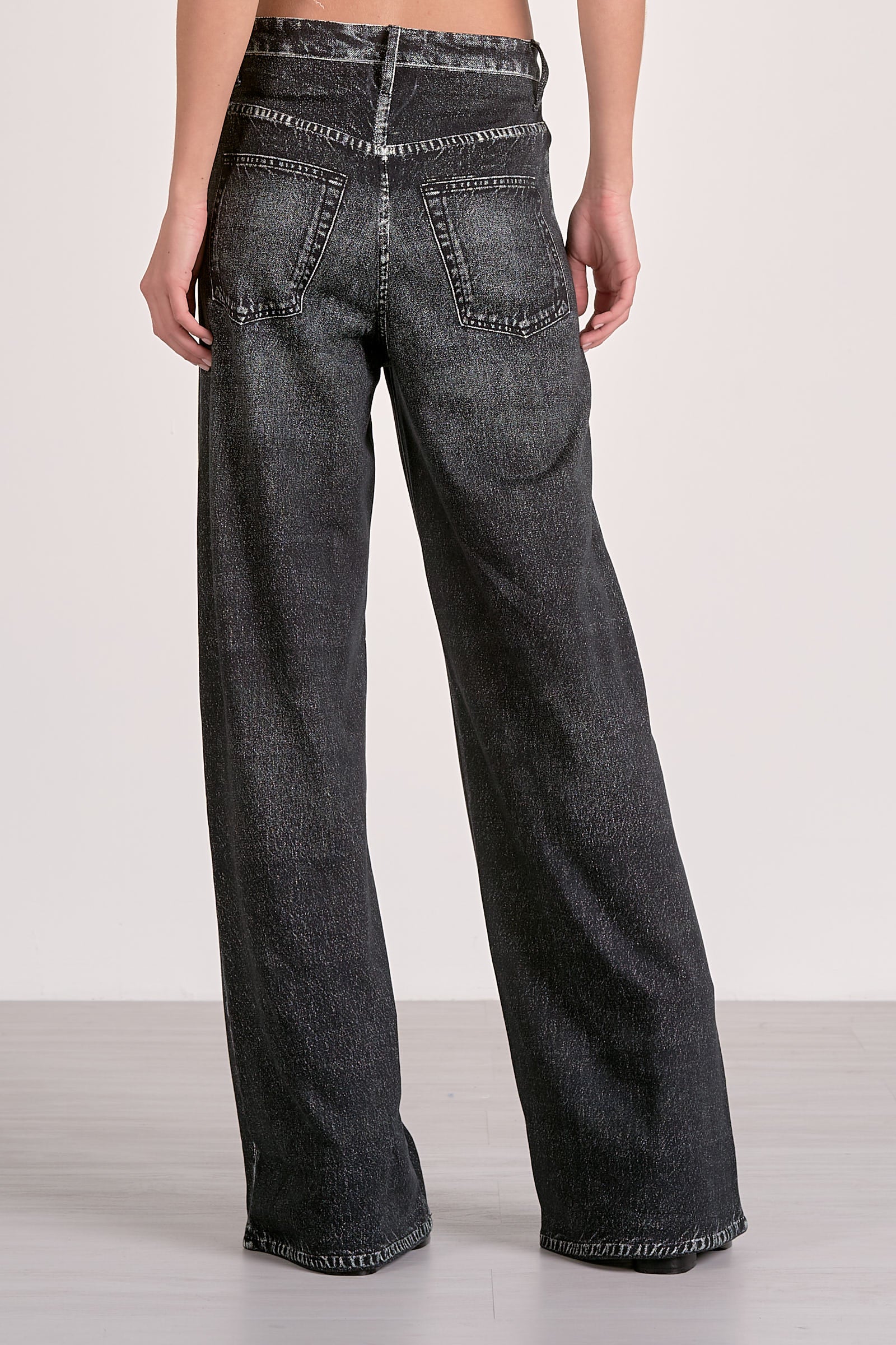 Grey Wash Wide Leg Jean With Elastic Waistband - Grey, Women's Jeans Collection