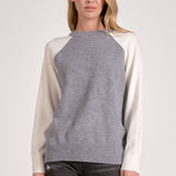Two Tone Crewneck Sweater - grey/white, womens sweater collection