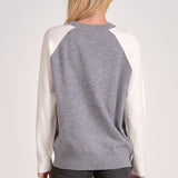 Two Tone Crewneck Sweater - grey/white, womens sweater collection