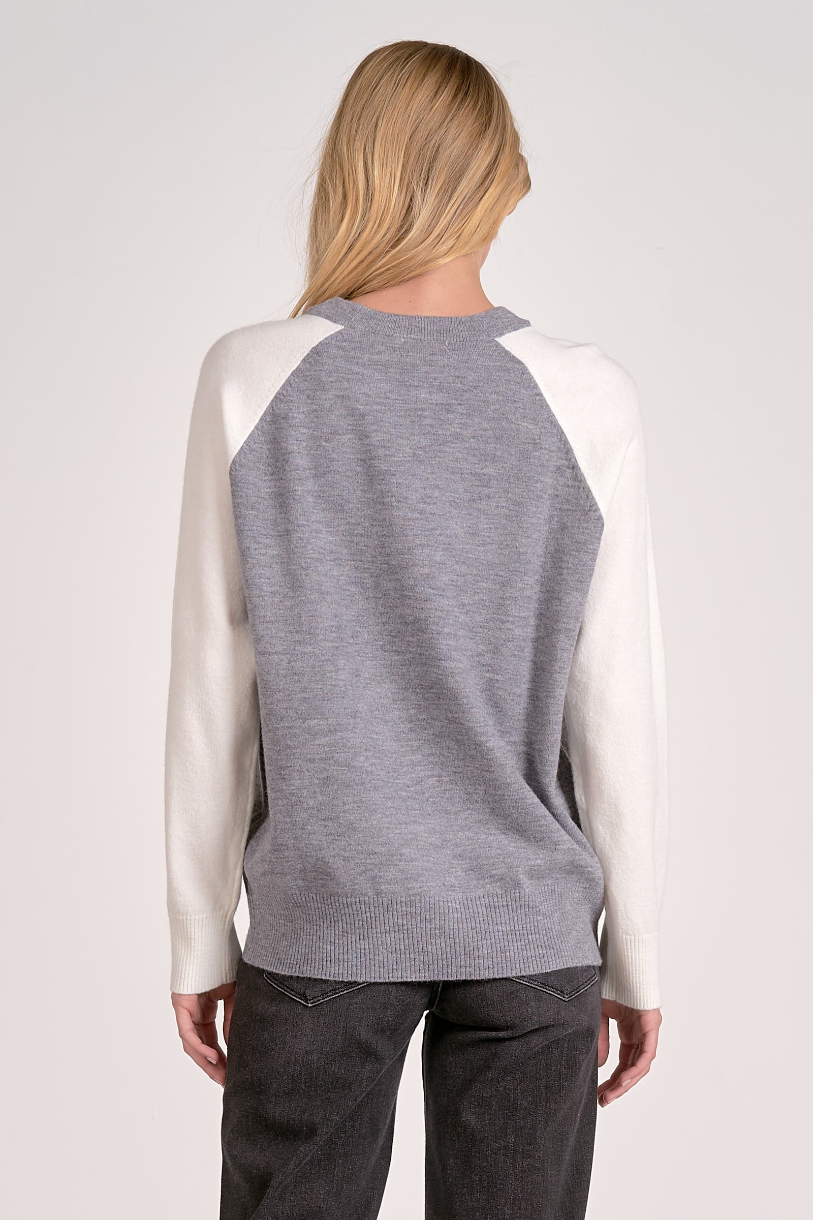 Two Tone Crewneck Sweater - grey/white, womens sweater collection