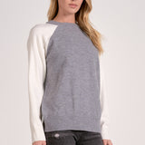 Two Tone Crewneck Sweater - grey/white, womens sweater collection