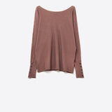 Round Neck Sweater With Sleeve Detail - brown, womens top collection