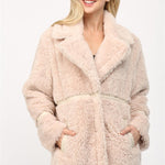 Snap Button Shearling Faux Coat - ecru, womens jacket collection