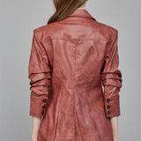 Scrunched Faux Leather Blazer