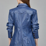 Scrunched Faux Leather Blazer