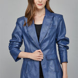 Scrunched Faux Leather Blazer
