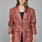 Scrunched Faux Leather Blazer
