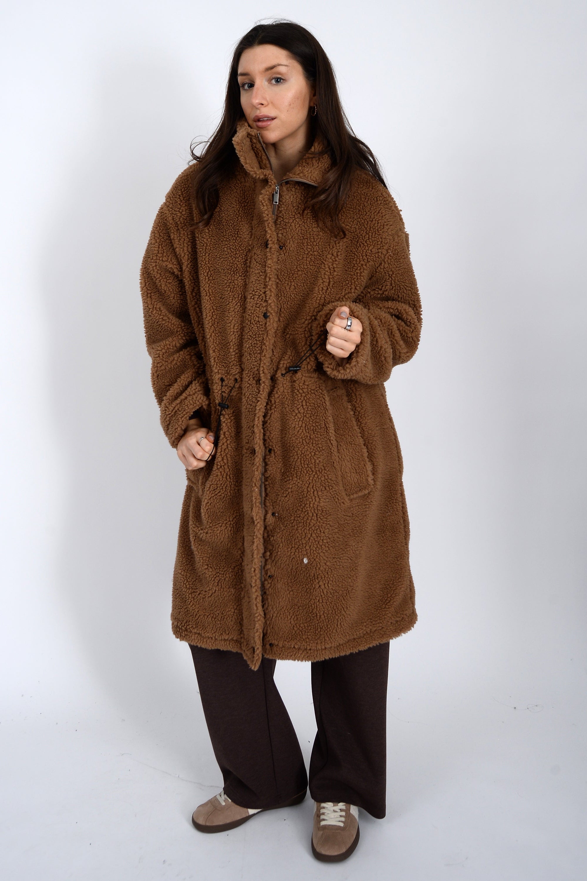 Long Sherpa Jacket - camel, womens jacket collection