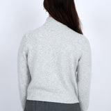 Mock Neck Pullover - grey with penguin print, womens sweater collection