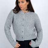 Crew Neck Cardigan - grey, womens cardigan collection