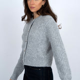 Crew Neck Cardigan - grey, womens cardigan collection