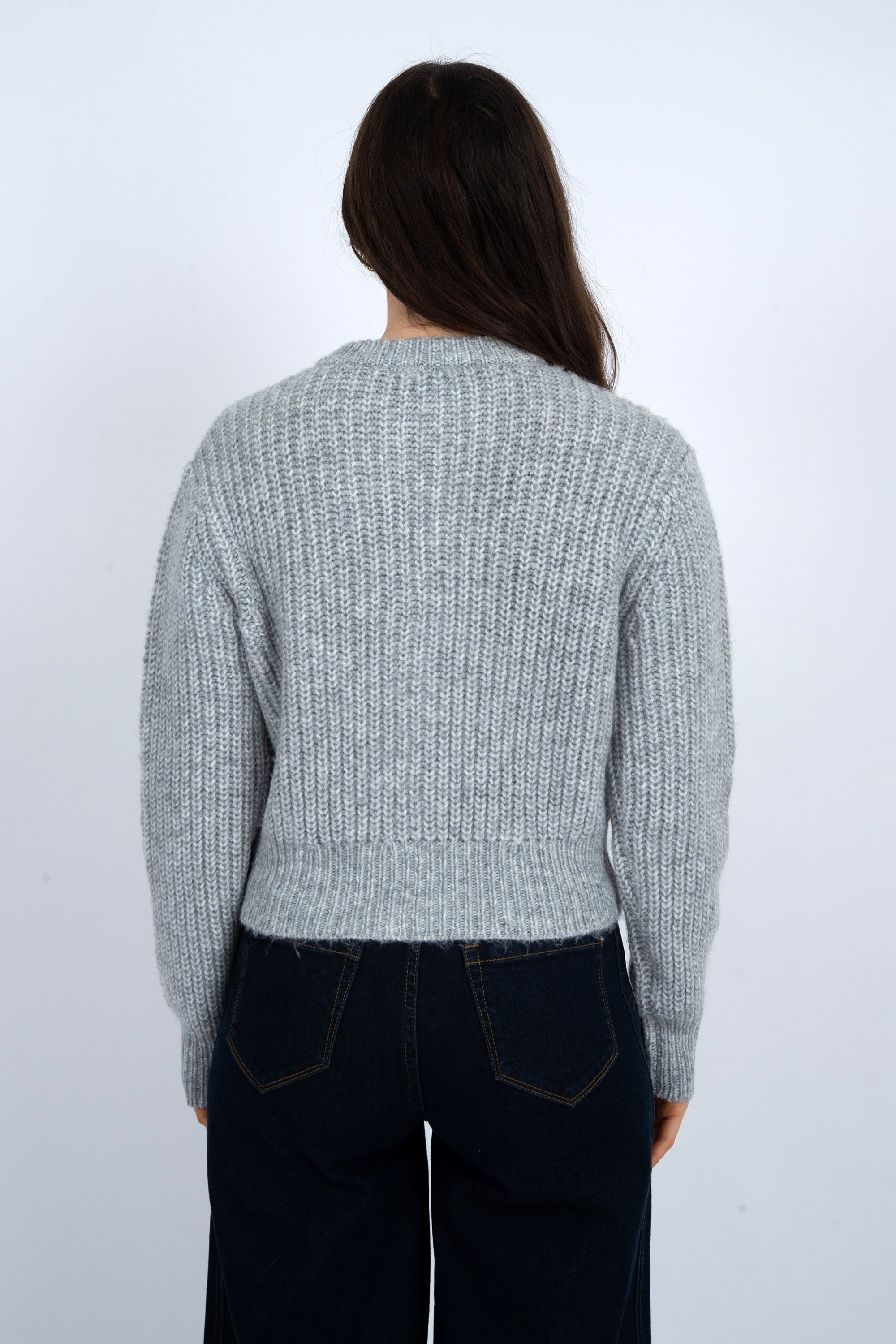 Crew Neck Cardigan - grey, womens cardigan collection