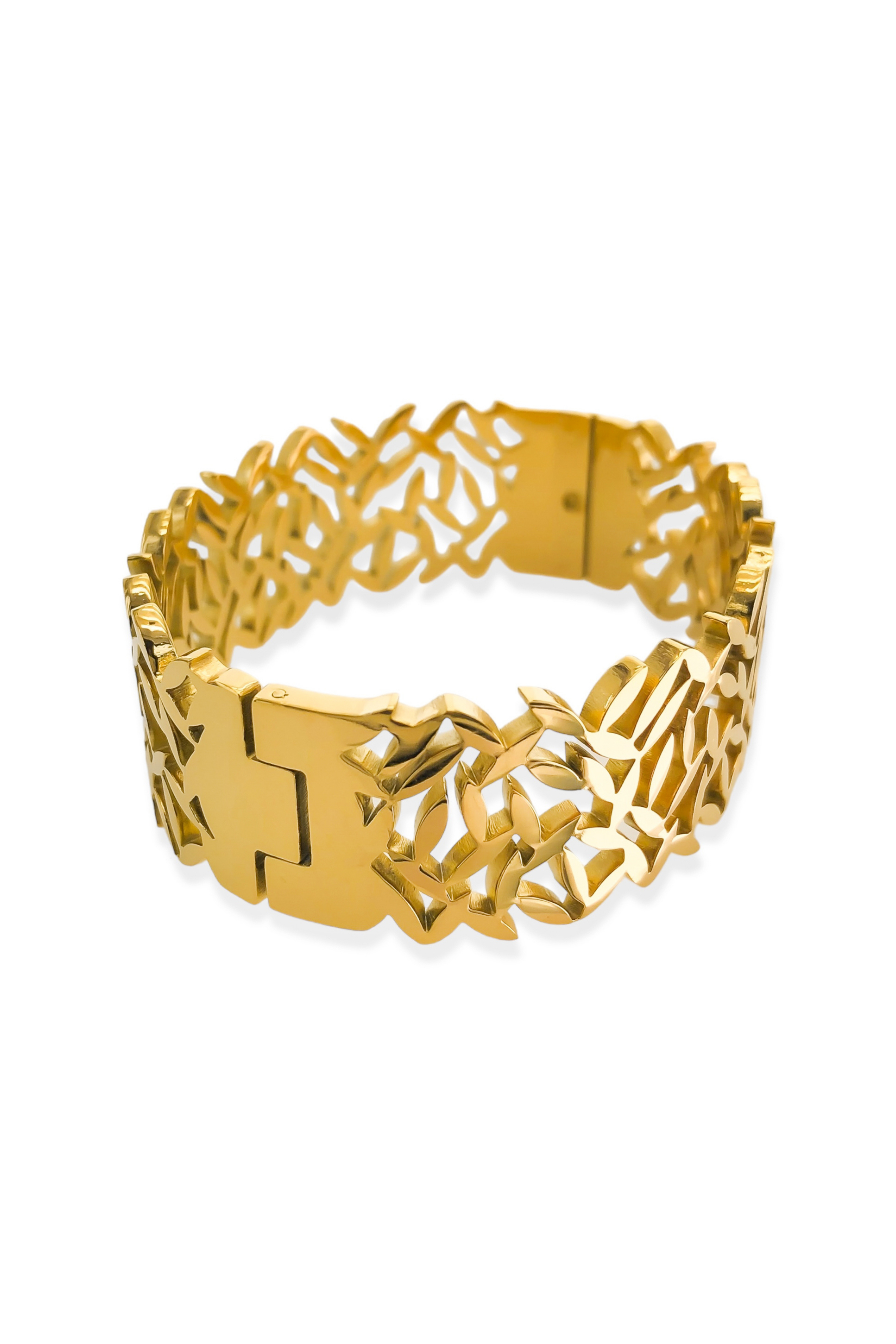 Wide Vine Pattern Bracelet - Gold, Women's Bracelets Collection
