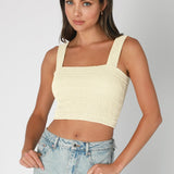 Shirred Square Neck Crop - Butter Cream, Women's Tops Collection