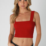 Shirred Square Neck Crop - SCARLET, Women's Tops Collection