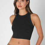 Lace High Neck Crop Top - Black, Women's Tops Collection
