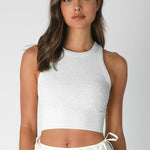 Lace High Neck Crop Top - White, Women's Tops Collection