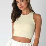 Lace High Neck Crop Top - Butter Cream, Women's Tops Collection