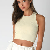 Lace High Neck Crop Top - Butter Cream, Women's Tops Collection