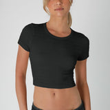 Shirred Crop Top - Black, Women's Tops Collection