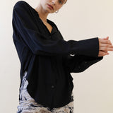 Long Sleeve Button Down Top - Black, Women's Tops Collection