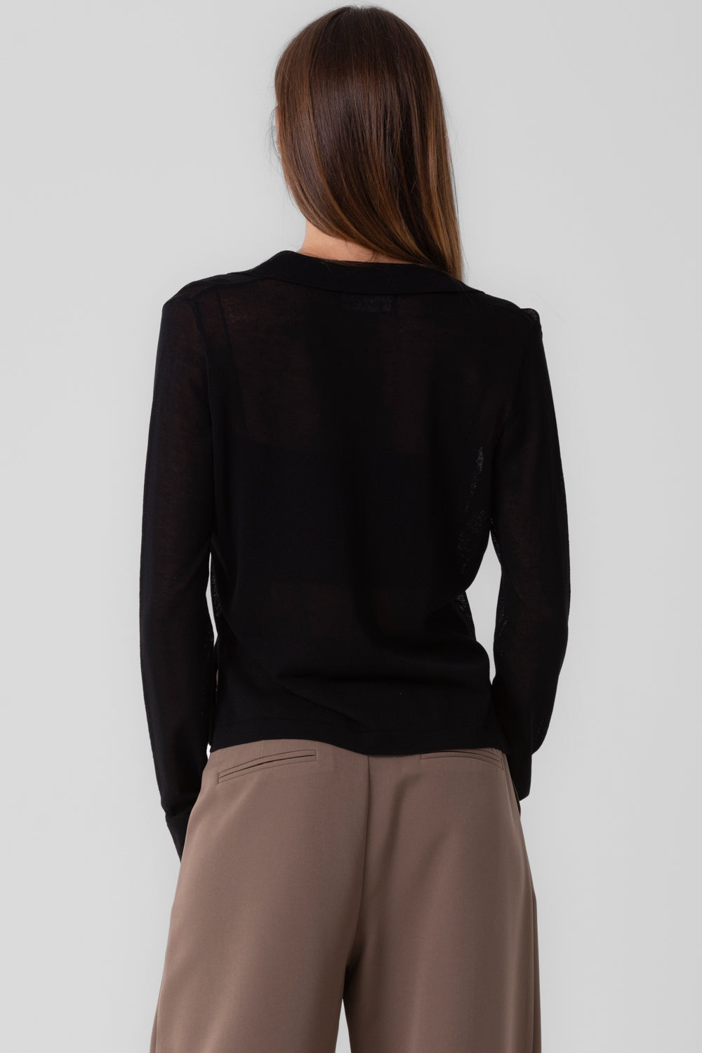Thin Button Down Cardigan Top - Black, Women's Tops Collection