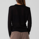 Thin Button Down Cardigan Top - Black, Women's Tops Collection