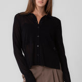 Thin Button Down Cardigan Top - Black, Women's Tops Collection