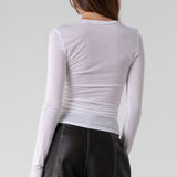 Shirred Basic Long Sleeve - Off White, Women's Tops Collection