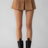 Faux Suede Pleated Mini Skirt