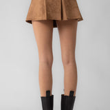 Faux Suede Pleated Mini Skirt