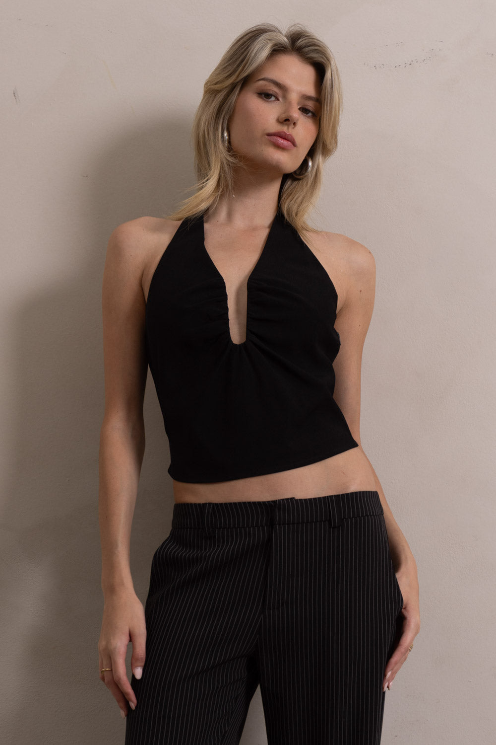 U Wire Trim Halter Top - Black, Women's Tops Collection