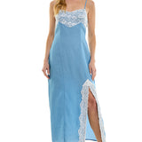 Midi Dress With Lace Trim
