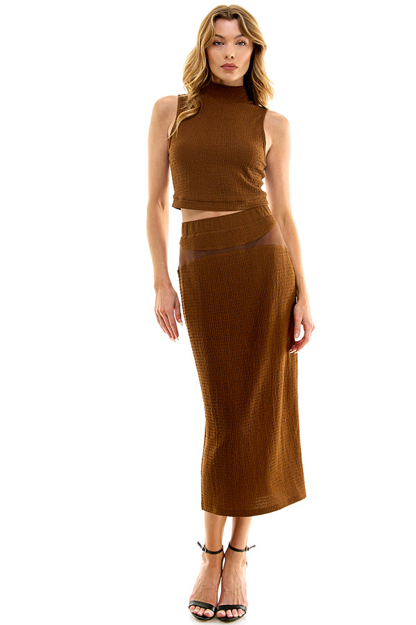 Tank Top And Midi Skirt Set - Mocha, Women's Matching Sets Collection