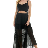 Elastic Waist Tiered Maxi Skirt
