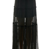 Elastic Waist Tiered Maxi Skirt