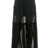 Elastic Waist Tiered Maxi Skirt