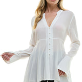 Cutout Back With Frayed Hem Blouse - White, Women's Tops Collection