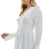 Cutout Back With Frayed Hem Blouse - White, Women's Tops Collection