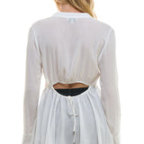Cutout Back With Frayed Hem Blouse - White, Women's Tops Collection