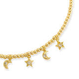 Star & Moon Beaded Chain Necklace - Gold, Women's Necklaces Collection