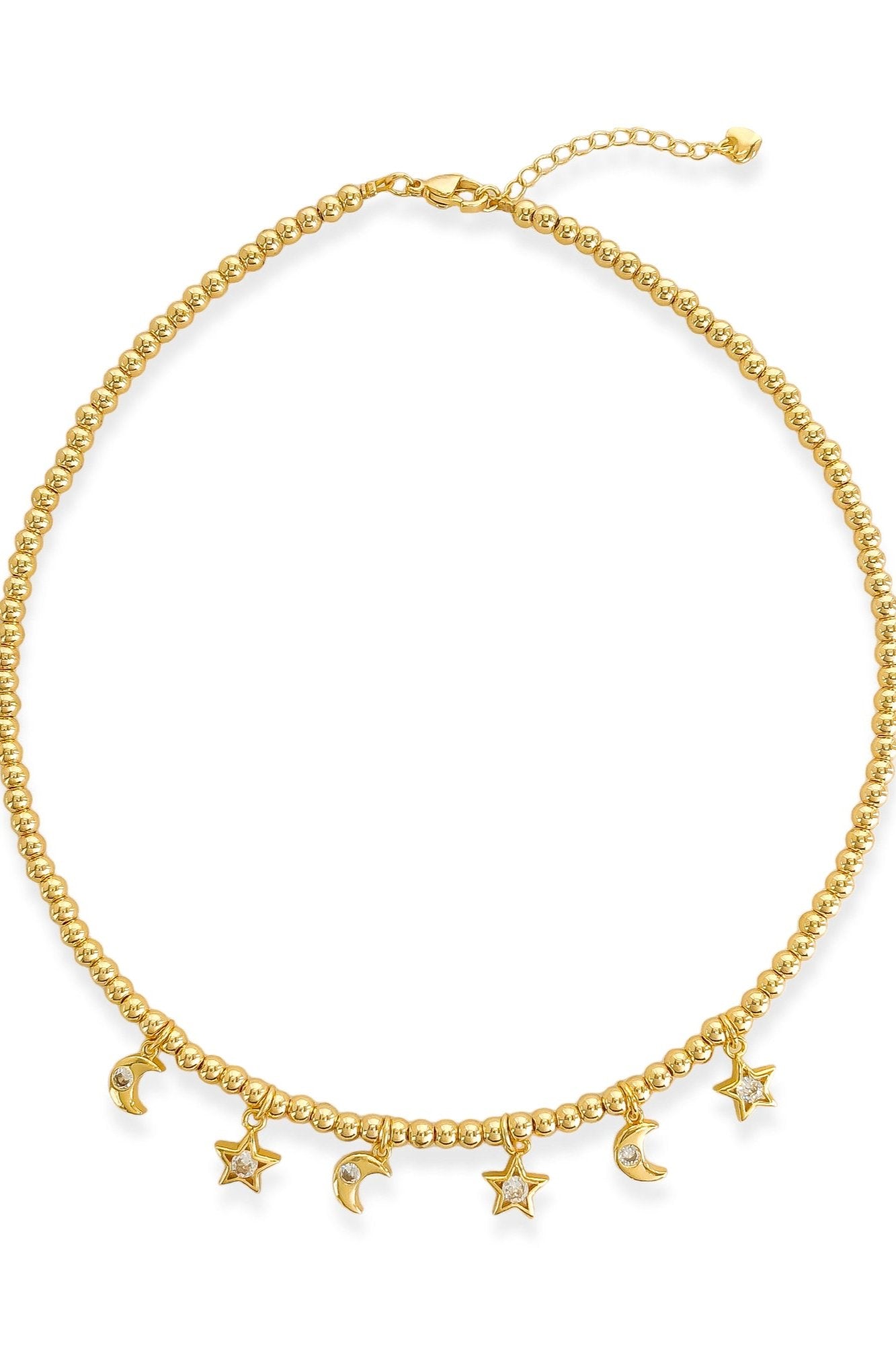 Star & Moon Beaded Chain Necklace - Gold, Women's Necklaces Collection