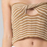 Crochet Twist Front Strapless Top - Latte, Women's Tops Collection
