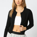 Thin Button Up Cardigan - Black, Women's Tops Collection